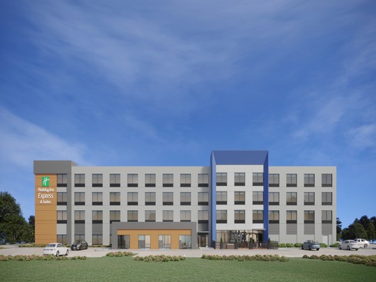 Holiday Inn Express Lansing Kansas rendering — NEXCORE Properties ground-up hotel development